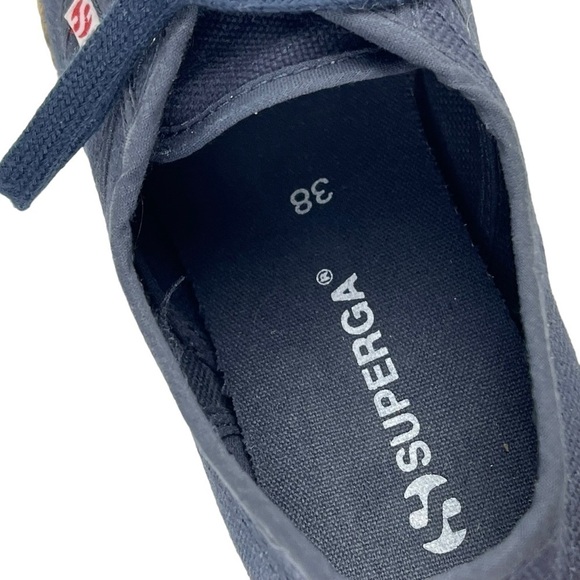 SUPERGA COTROPEU 2750 NAVY CANVAS BURLAP RUBBER SOLE LOW TOP SNEAKERS - Picture 9 of 9